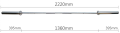 TRINFIT Olympijská osa 2200 mm LONG GRIP rozměry